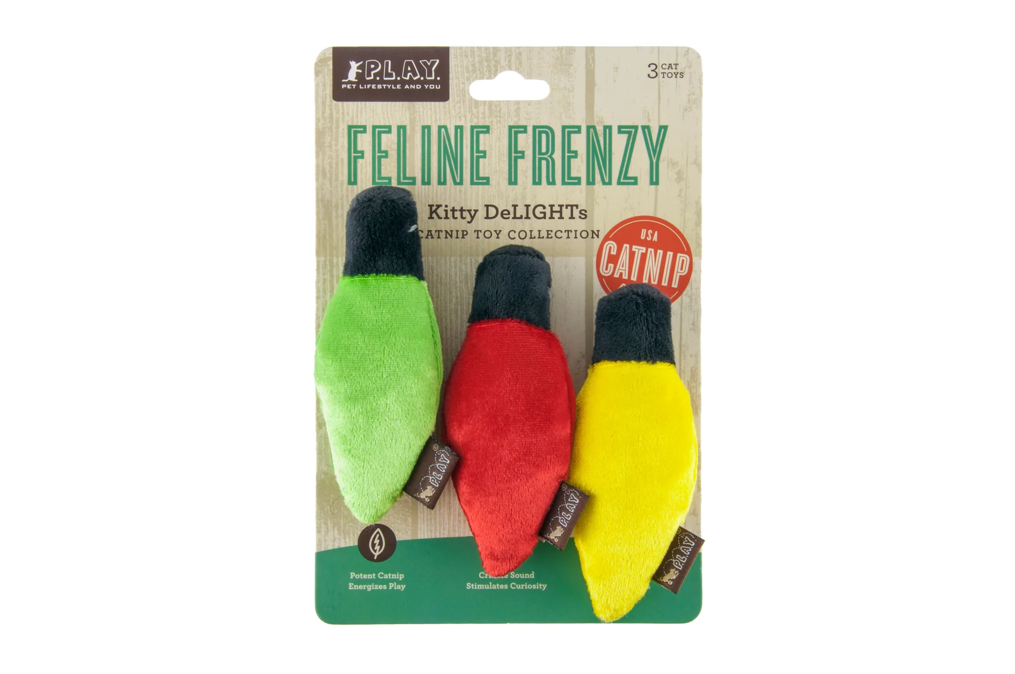 P.L.A.Y. Feline Frenzy Christmas Lights Cat Toy Set of 3 - Image 3