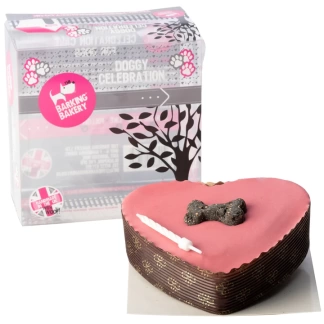 PINK HEART YOGHURT TOPPED PAWTY CAKE WITH CANDLE
